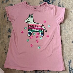 Tea Collection Pink Tee with Colorful Animal Design